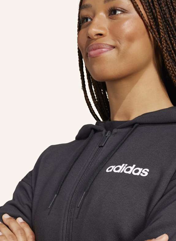 adidas ESSENTIALS LINEAR FRENCH TERRY KAPUZENJACKE SCHWARZ/ WEISS