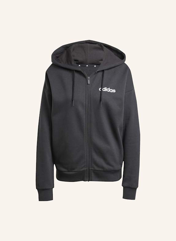 adidas ESSENTIALS LINEAR FRENCH TERRY KAPUZENJACKE SCHWARZ/ WEISS