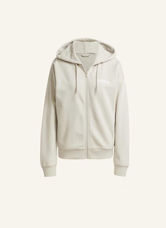 adidas ESSENTIALS LINEAR FRENCH TERRY KAPUZENJACKE BEIGE/ WEISS