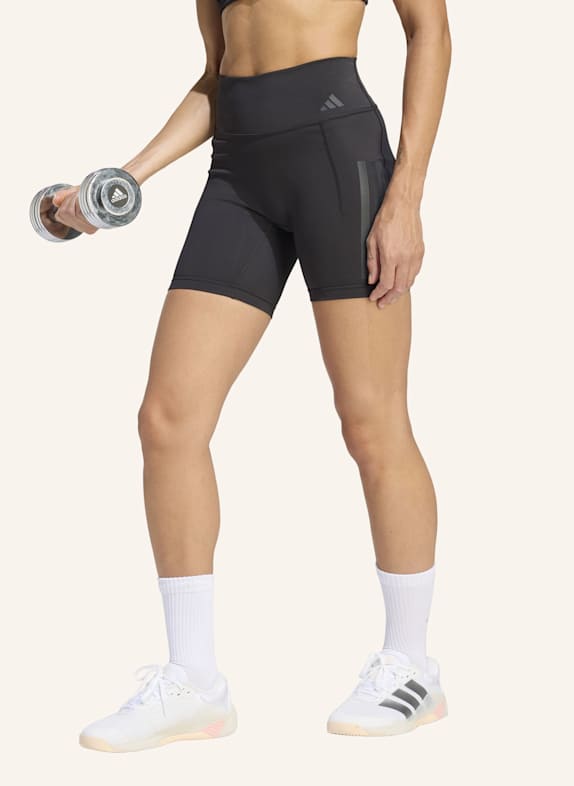 adidas OPTIME WORKOUT 3-STREIFEN KURZE LEGGINGS SCHWARZ