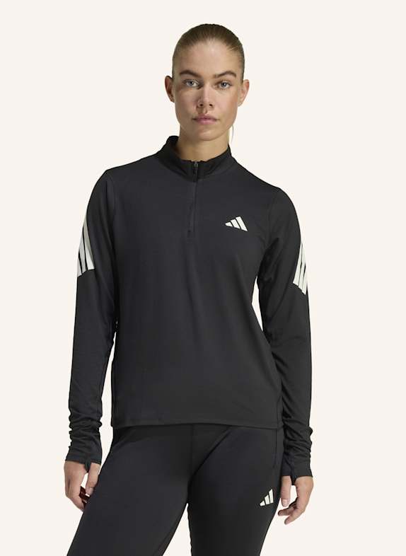 adidas ADI365 ICONIC RUNNING PULLOVER MIT REISSVERSCHLUSS BIS ZUR BRUST SCHWARZ