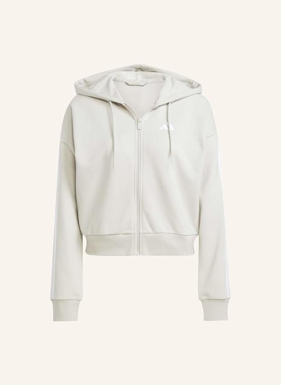 adidas ESSENTIALS 3-STREIFEN FRENCH TERRY KAPUZENJACKE BEIGE/ WEISS