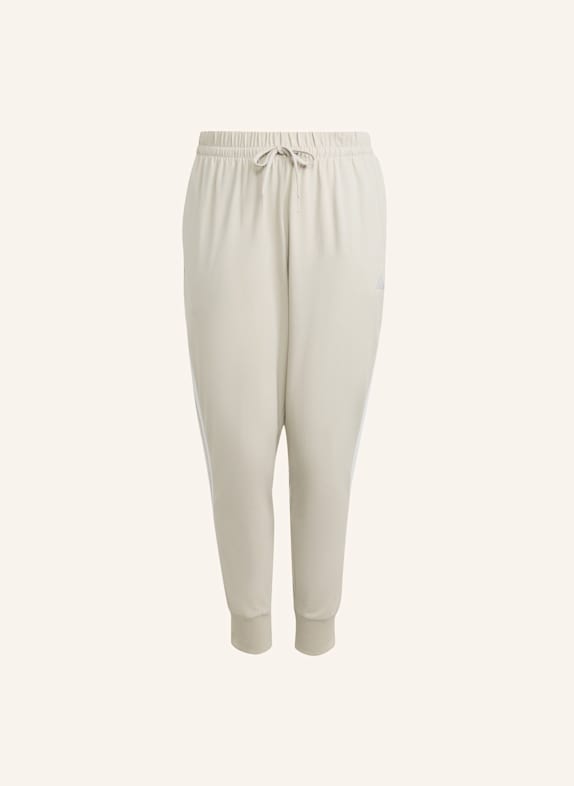 adidas ESSENTIALS 3-STREIFEN JOGGER-HOSE (GROSSE GRÖSSEN) BEIGE/ WEISS