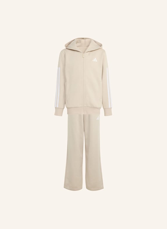 adidas FLEECE TRAININGSANZUG MIT KAPUZE KINDER BEIGE/ WEISS