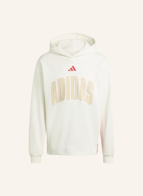 adidas STADIUM GRAPHIC HOODIE. WEISS/ ROT