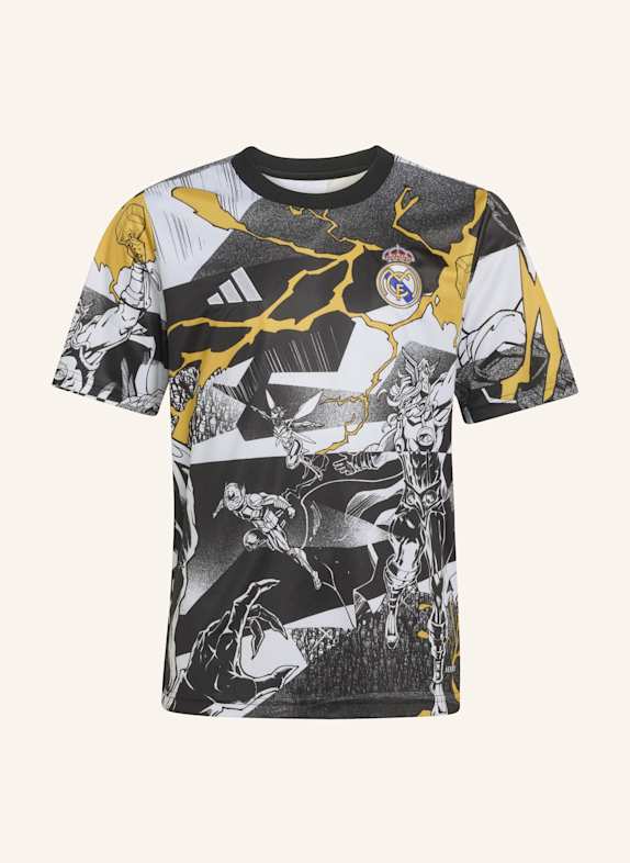 adidas ADIDAS REAL MADRID AVENGERS 25/26 PRE-MATCH SHIRT FÜR KINDER WEISS/ SCHWARZ/ GOLD
