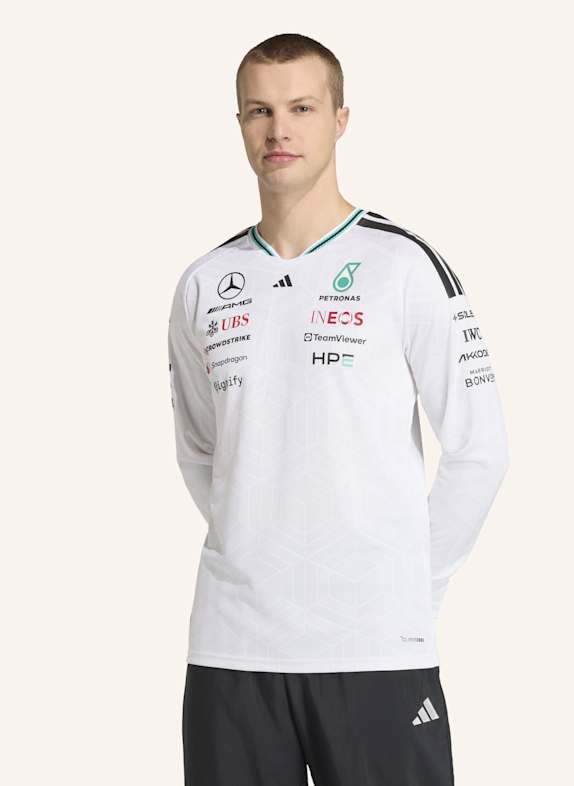 adidas MERCEDES - AMG PETRONAS FORMULA 1 TEAM AUTHENTIC LANGÄRMELIGES FAHRERTRIKOT WEISS