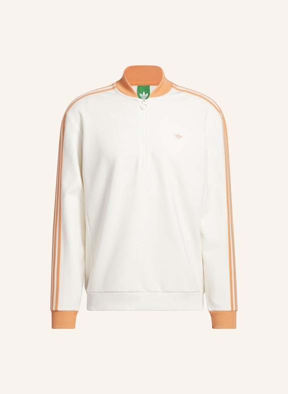 adidas ORIGINALS 3-STREIFEN 1/4 ZIP SWEATSHIRT WEISS/ ORANGE