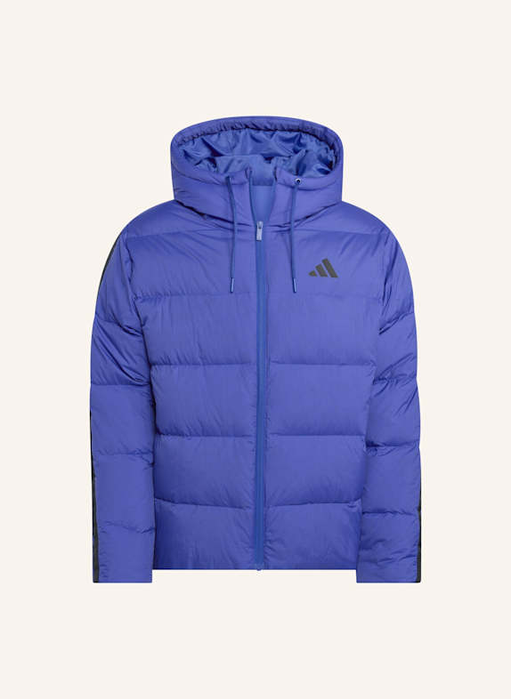 adidas ESSENTIALS CLIMAWARM 3-STREIFEN PUFFER DAUNENJACKE MIT KAPUZE BLAU