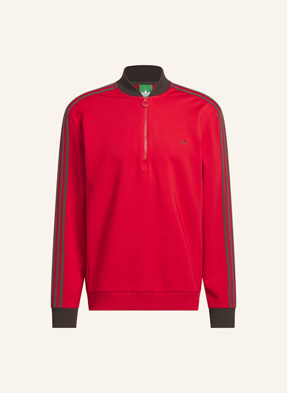 adidas ORIGINALS 3-STREIFEN 1/4 ZIP SWEATSHIRT ROT