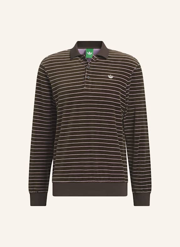 adidas ORIGINALS VELOURS LANGÄRMELIGES POLOSHIRT BRAUN/ LILA