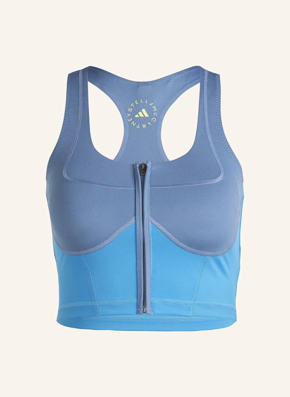 adidas by Stella McCartney ADIDAS BY STELLA MCCARTNEY TWO-TONE ZIPPED CROP-TOP DUNKELBLAU/ BLAU