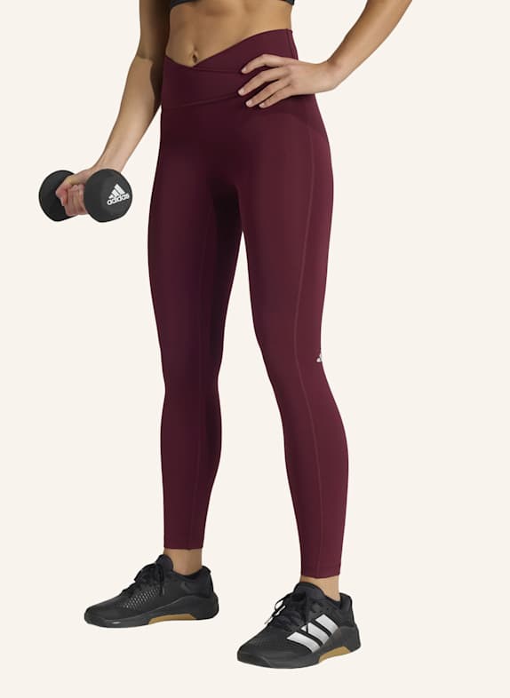 adidas 3-STREIFEN STUDIO ALL ME 7/8 X-OVER LEGGINGS ROT