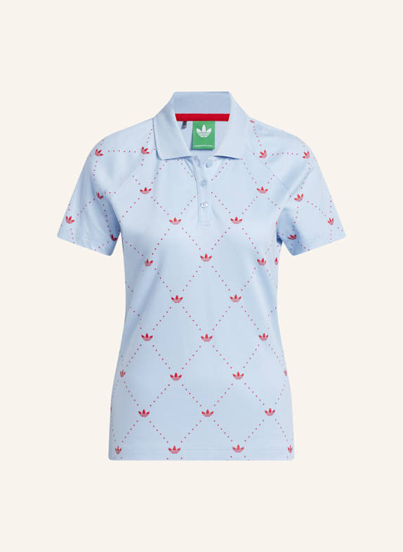 adidas ORIGINALS PRINTED TREFOIL POLOSHIRT HELLBLAU/ PINK