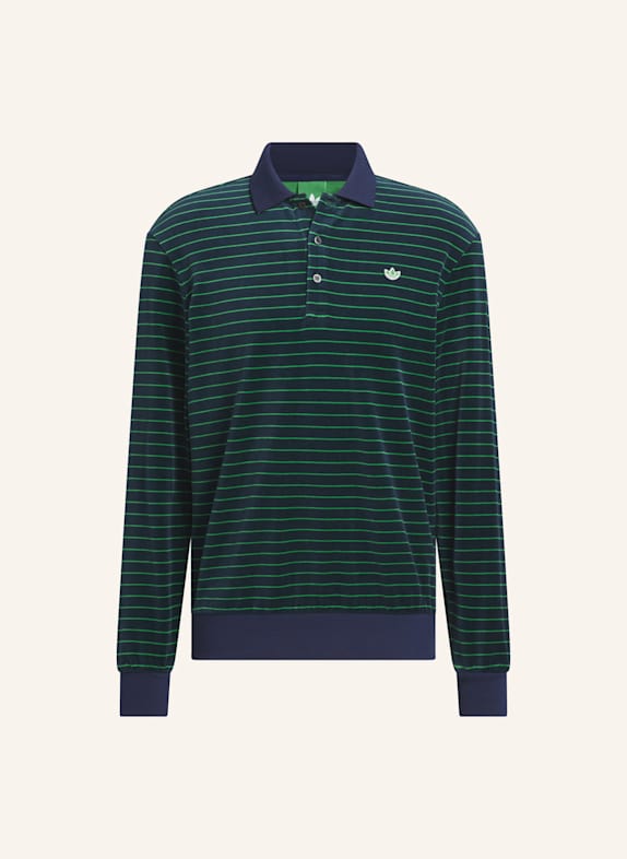 adidas ORIGINALS VELOURS LANGÄRMELIGES POLOSHIRT BLAU/ GRÜN