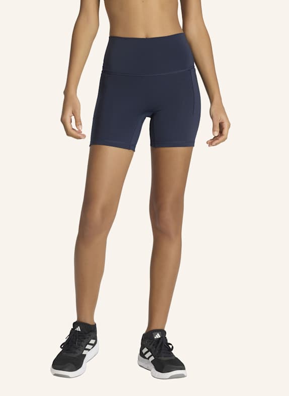 adidas 3-STREIFEN STUDIO ALL ME BOOTY LEGGINGS, KURZ BLAU