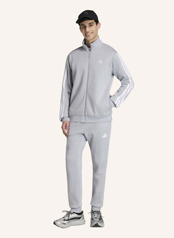 adidas 3-STREIFEN FLEECE TRAININGSANZUG GRAU