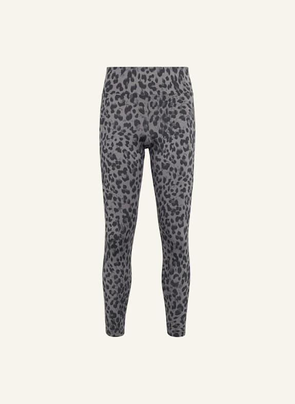 adidas SPORTLEGGINGS MIT ANIMALPRINT GRAU/ SCHWARZ