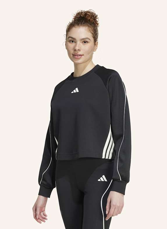 adidas STADIUM 3-STREIFEN SWEATSHIRT MIT RUNDHALSAUSSCHNITT SCHWARZ/ WEISS