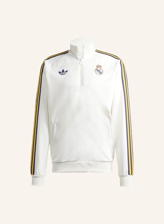 adidas REAL MADRID ORIGINALS HALF ZIP OBERTEIL WEISS