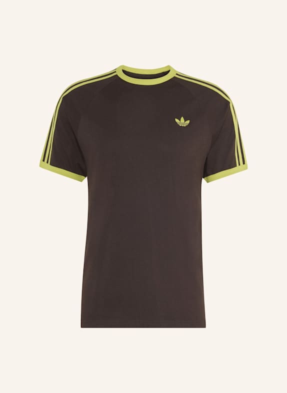 adidas Originals T-SHIRT, 3-STREIFEN BRAUN/ NEONGRÜN
