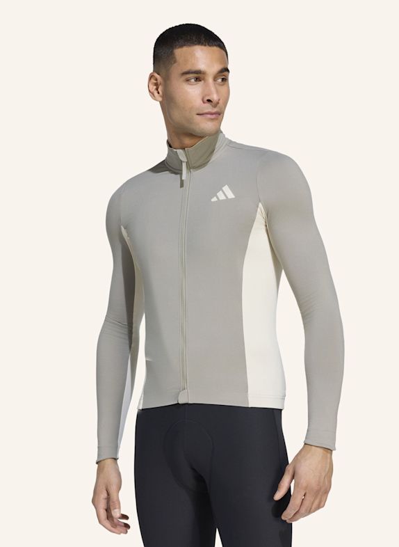 adidas TEMPO 3-STREIFEN LANGÄRMLIGES RADTRIKOT GRAU / BEIGE