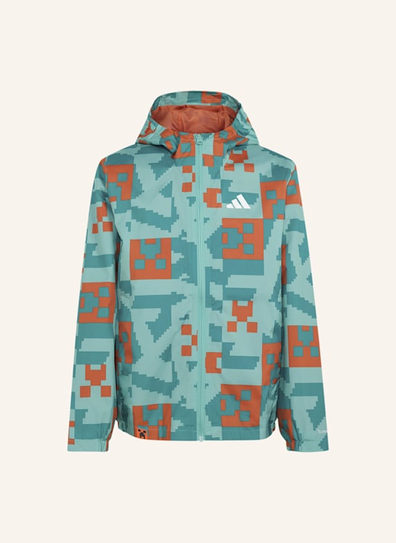 adidas TERREX ADIDAS MINECRAFT TERREX 2 LAYER CLIMAPROOF REGENJACKE GRÜN/ ORANGE