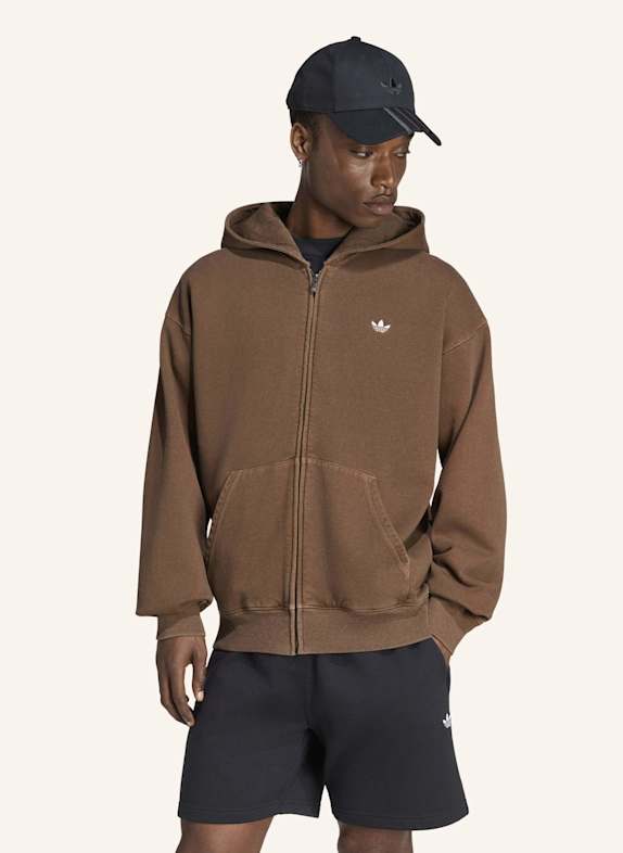 adidas Originals TREFOIL ESSENTIALS WASHED KAPUZENJACKE, LOCKER GESCHNITTEN BRAUN