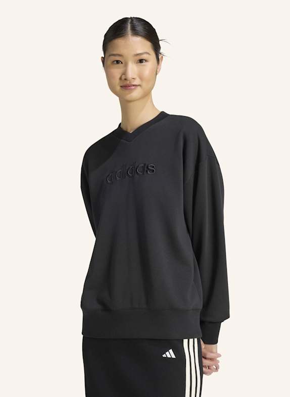 adidas SEASONAL ESSENTIALS SATIN-SWEATSHIRT, V-AUSSCHNITT SCHWARZ
