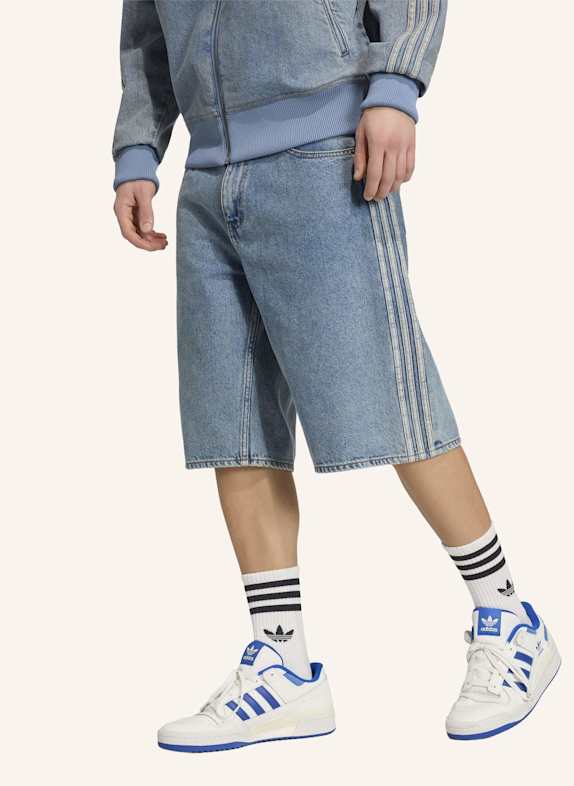 adidas Originals FIREBIRD ADICOLOR DENIM-JORTS MITTELHOHER BUND BEIN GERADE GESCHNITTEN BLAU