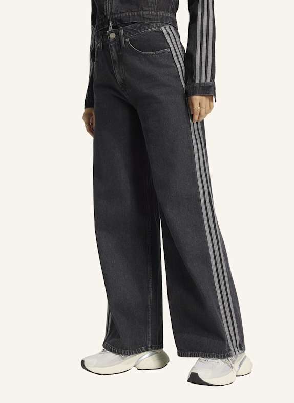 adidas Originals JEANSHOSE, HOHER BUND, WEITES BEIN SCHWARZ