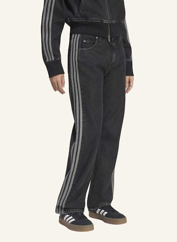 adidas Originals FIREBIRD JEANSHOSE MIT MITTELHOHEM BUND, GERADE GESCHNITTEN SCHWARZ