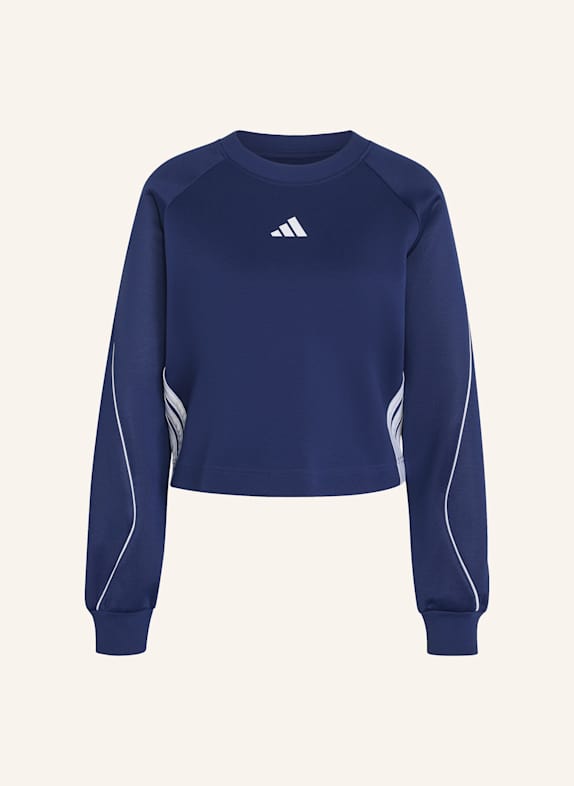 adidas STADIUM 3-STREIFEN SWEATSHIRT MIT RUNDHALSAUSSCHNITT BLAU