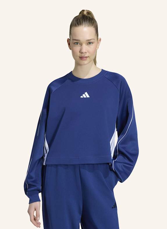 adidas STADIUM 3-STREIFEN SWEATSHIRT MIT RUNDHALSAUSSCHNITT BLAU