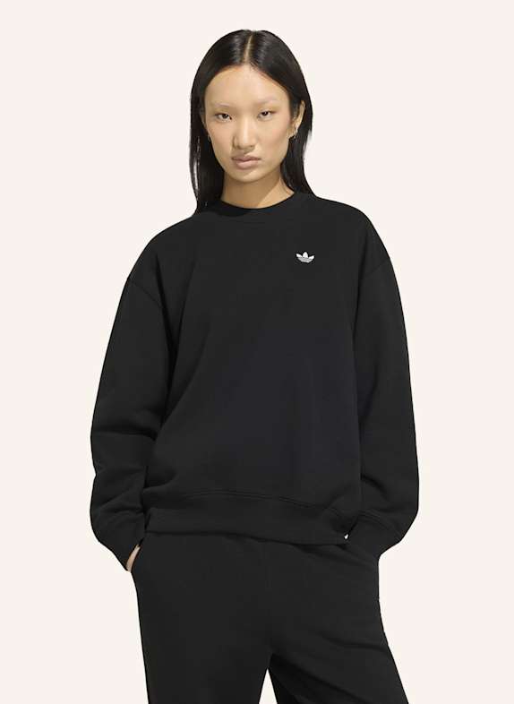 adidas Originals ESSENTIALS CREW LONG FLEECE OS SWEATSHIRT SCHWARZ