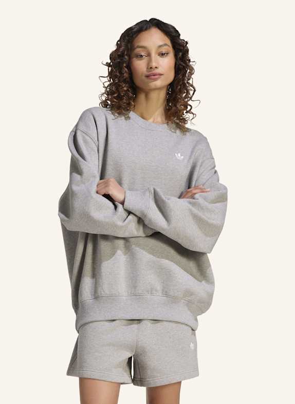 adidas Originals ESSENTIALS CREW LONG FLEECE OS SWEATSHIRT GRAU
