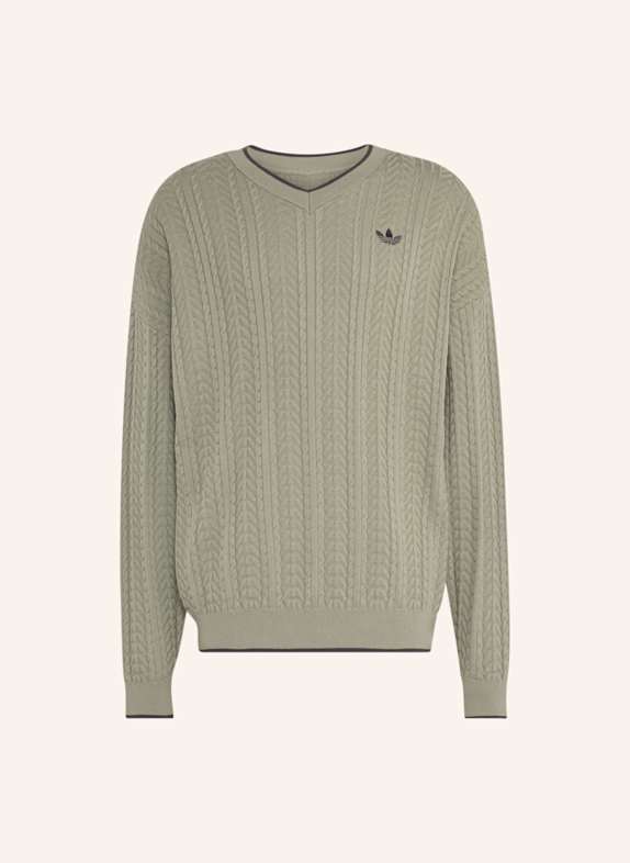 adidas Originals PULLOVER, GESTRICKT, V-AUSSCHNITT, ZOPFMUSTER SILBER