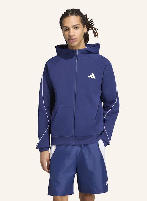 adidas STADIUM SMALL LOGO FULL-ZIP HOODIE BLAU