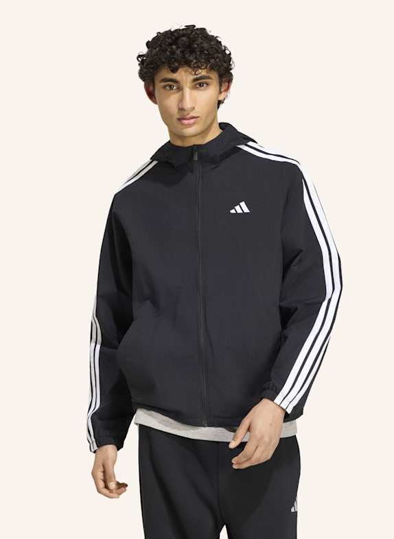 adidas ESSENTIALS 3-STREIFEN WOVEN WINDBREAKER SCHWARZ / WEISS