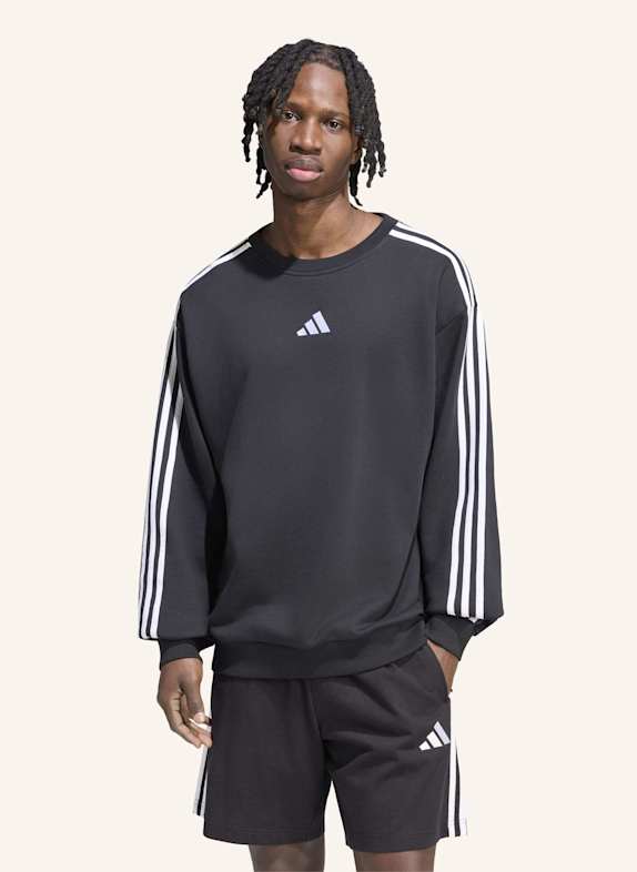 adidas ESSENTIALS 3-STREIFEN FRENCH TERRY SWEATSHIRT SCHWARZ/ WEISS