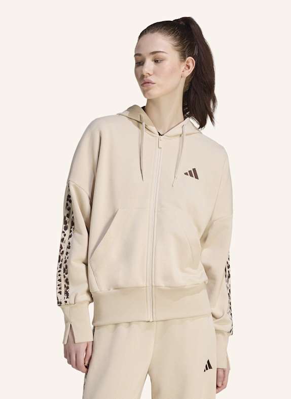 adidas SEASONAL ESSENTIALS 3-STREIFEN KAPUZENJACKE, ANIMALPRINT KHAKI