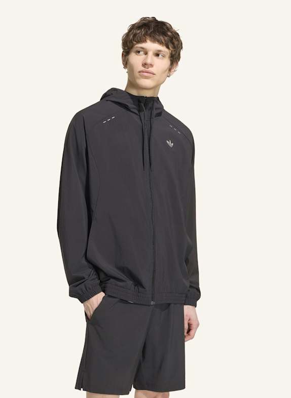 adidas Originals TECH TREFOIL ESSENTIALS ORIGINALS JACKE, KAPUZE, DURCHGEHENDER REISSVERSCHLUSS SCHWARZ