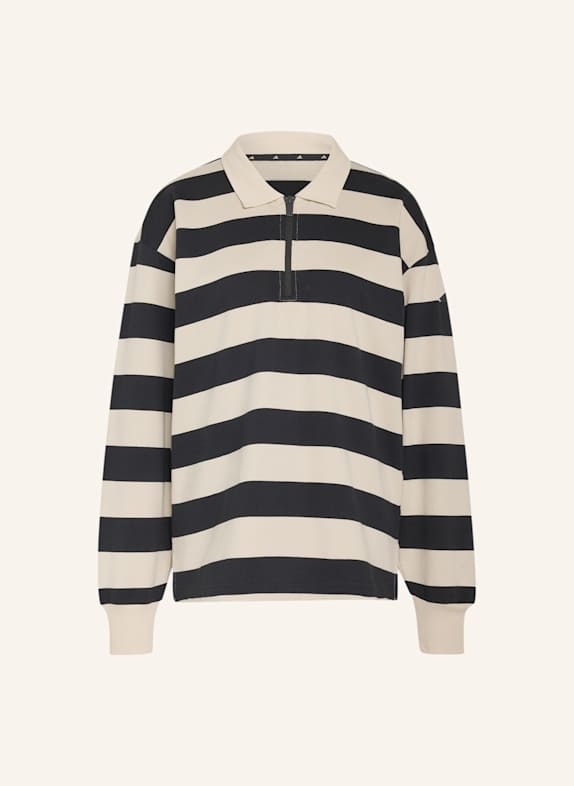 adidas ESSENTIALS CONTEMPORARY FRENCH TERRY LANGARM-POLOSHIRT SCHWARZ/ BEIGE