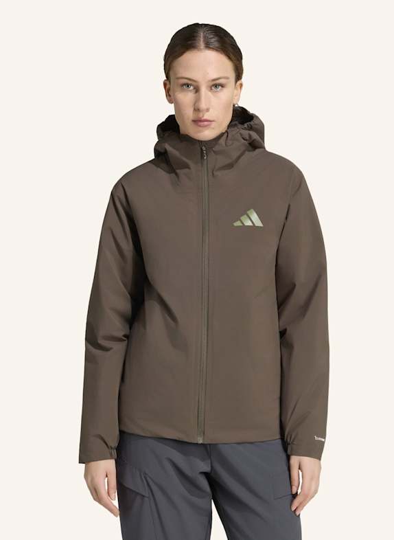 adidas TERREX TERREX MULTI ESSENTIALS CLIMAPROOF KAPUZENJACKE, ISOLIEREND GRÜN