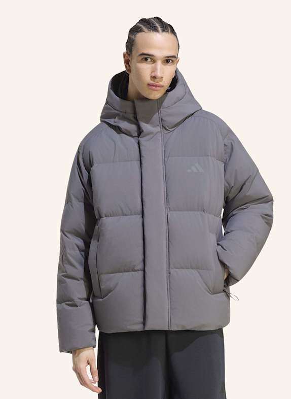 adidas HELIONIC PUFFER JACKE KAPUZE GRAU