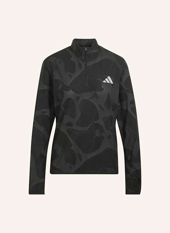 adidas ADI365 LAUFSHIRT, REISSVERSCHLUSS BIS ZUR BRUST SCHWARZ