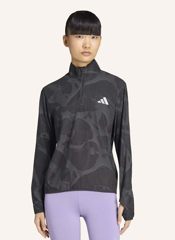 adidas ADI365 LAUFSHIRT, REISSVERSCHLUSS BIS ZUR BRUST SCHWARZ