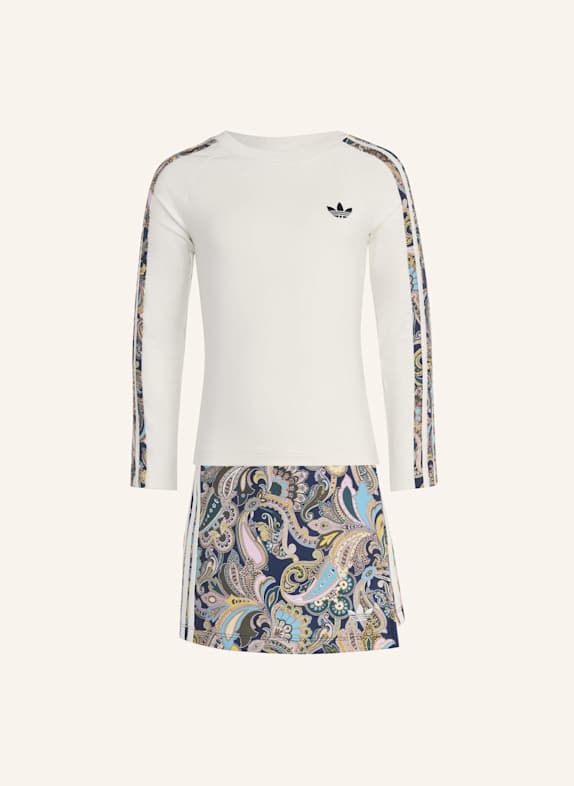 adidas Originals ADIDAS LIBERTY LONDON SET 3-STREIFEN TOP, LANGÄRMLIG, FIGURBETONT / SKORT, WICKELOPTIK WEISS/ GRAU/ BLAU