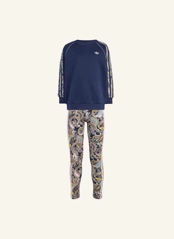 adidas Originals ADIDAS X LIBERTY LONDON OVERSIZED CREW UND LEGGINGS SET BLAU/ GRAU