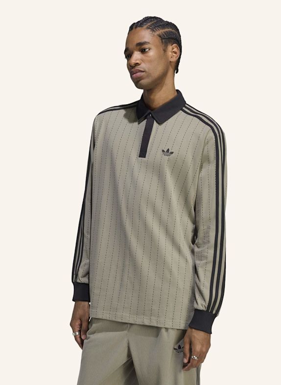 adidas Originals POLOSHIRT, NADELSTREIFEN, LANGÄRMELIG SILBER